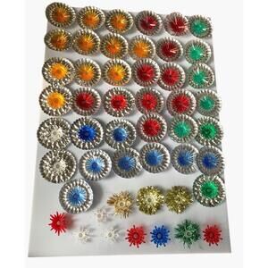 49 Vintage Mid Century Christmas Tree Light Bulb Reflectors Aluminum Foil Flower